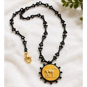 Copied - Handmade 24” Equestrian Horse Medallion Necklace  Black Horse Bit Chain